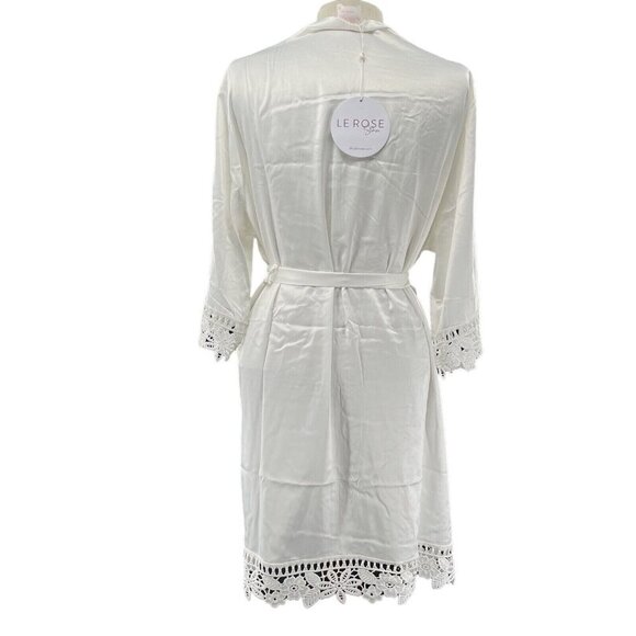 Le Rose Lauren Lace Satin Champagne Robe SIZE M/L White READ - Picture 2 of 11